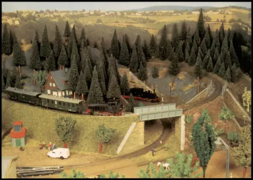 Ansichtskarte  Modelleisenbahn schmalspurig durchs Mittelgebirge 1995