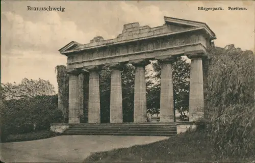 Ansichtskarte Braunschweig Bürgerpark Porticus Säulen-Ruine 1925