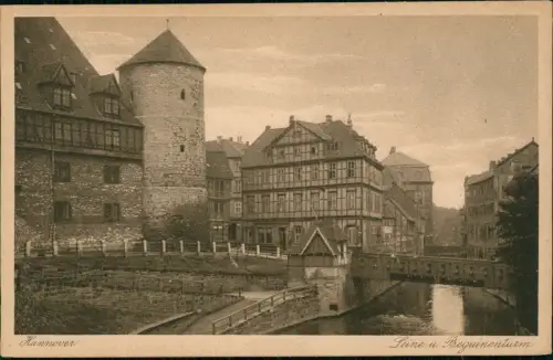 Ansichtskarte Hannover Partie an der Leine und Beguinenturm 1920