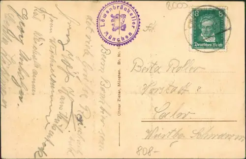 Ansichtskarte München Löwenbräukeller 1929