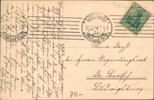 Ansichtskarte Cannstatt-Stuttgart Schloss Rosenstein 1914