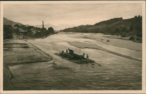 Ansichtskarte Bad Tölz Floßfahrt auf der Isar 1928