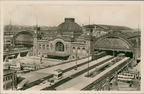 Ansichtskarte Seevorstadt-Dresden Hauptbahnhof mit Blick zur Südvorstadt 1939