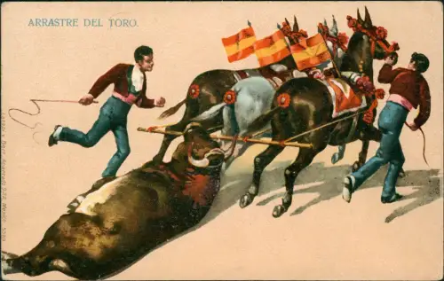 Ansichtskarte  Stierkampf Torero Künstlerkarte Mexico ARRASTRE DEL TORO. 1912
