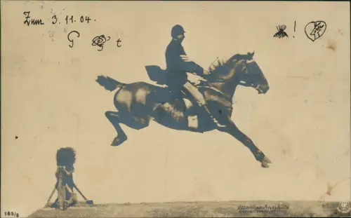 Ansichtskarte  Sport - Pferdesport Fotokarte Springreiter Pferd 1904
