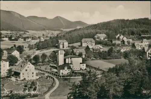 Postcard Bad Charlottenbrunn Jedlina-Zdrój Stadtpartie - Fotokarte 1937