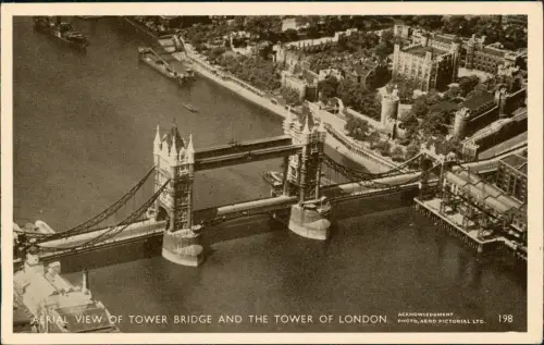 Postcard London Tower Bridge Aerophoto Luftbild 1939
