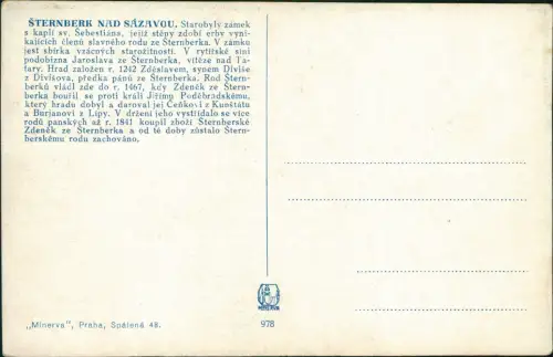 Böhmisch Sternberg Český Šternberk Künstlerkarte Schloß Stadt 1928