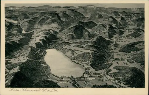 Ansichtskarte Titisee-Neustadt Umland Relieflandkarten AK 1932