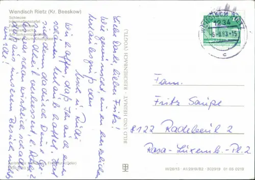 Wendisch Rietz Schleuse, Informationstafel, Freizeitfläche, Husarenbucht, Am Scharmützelsee, Im Kanal zum Glubigsee 1982