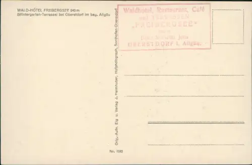 Ansichtskarte Obersdorf Waldhotel Freibergsee - Veranda 1930