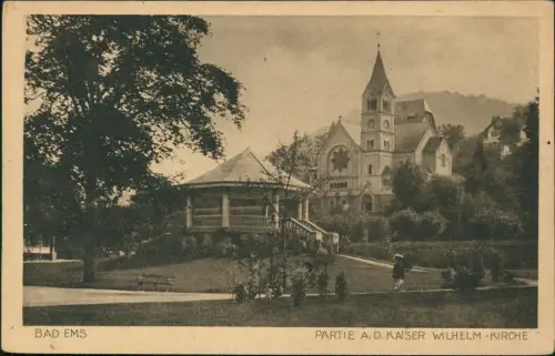 Ansichtskarte Bad Ems Pavillion Kaiser Wilhelm Kirche 1920