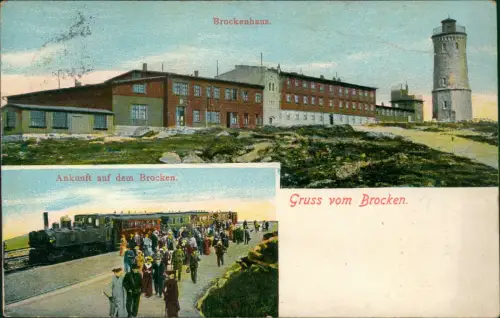 Ansichtskarte Ilsenburg (Harz) Brockenhaus, Ankunft auf dem Brocken 1911/1919