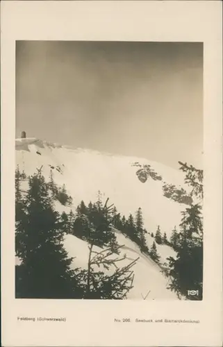 Feldberg (Schwarzwald) Seebuck und Bismarckdenkmal. Im Winter Fotokarte 1930