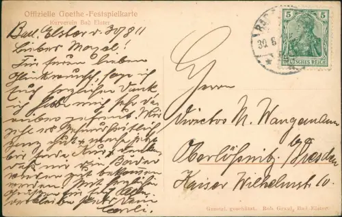 Ansichtskarte Bad Elster Goethe Festspiel, Herrmann u. Dorothea 1911