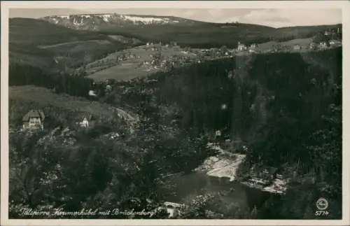 Postcard Krummhübel Karpacz Talsperre mit Brückenberg. 1932