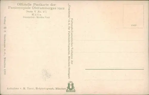 Ansichtskarte Oberammergau Passionsspiele Darsteller: Martha Veit 1922