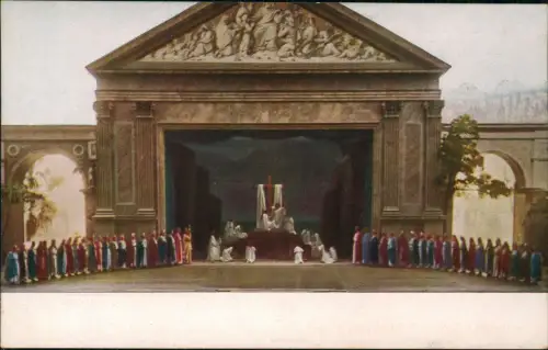 Ansichtskarte Oberammergau Passionsspiele Verehrung des Kreuzes, mit Chor 1922