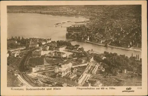 Ansichtskarte Konstanz Luftbild Fliegeraufnahme aus 400 m Höhe 1923