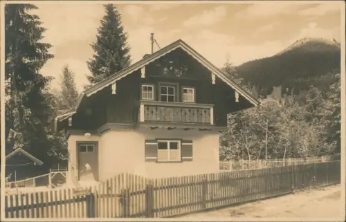 Ansichtskarte Oberammergau Haus mit Schnitzereien Fotokarte 1928