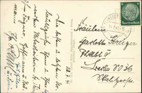 Postcard Bad Flinsberg Świeradów-Zdrój Stadt mit Heufuder 1941