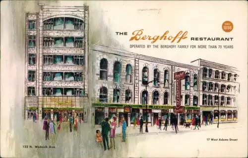 Postcard Chicago The Berghoff Restaurant Künstlerkarte 1969