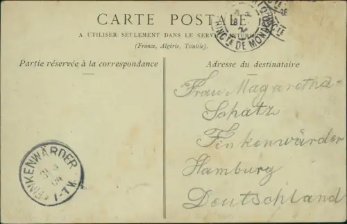 Postcard Monaco Casino Salle Schnitt Roulette Künstlerkarte belebt 1904