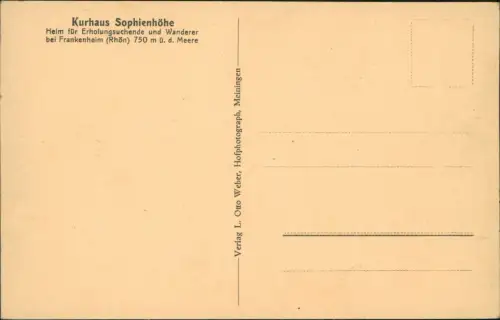 Ansichtskarte Frankenheim Rhön Kurhaus Sophienhöhe Heim 1922