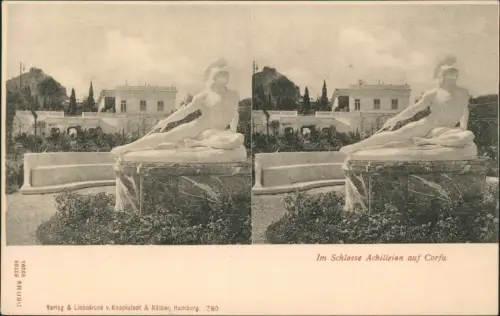 Postcard Korfu Im Schlosse Achilleien auf Corfu Stereo AK 1906