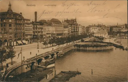 Ansichtskarte Hamburg Partie am Jungfernstieg 1922