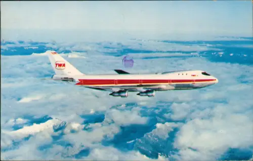 Ansichtskarte  Flugzeug Airplane Avion Boeing 747 TWA 1972