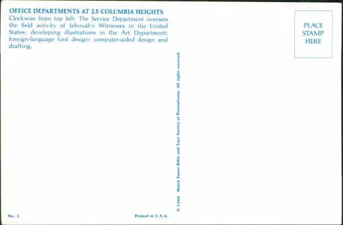 New York City OFFICE DEPARTMENTS AT 25 COLUMBIA HEIGHTS Watch Tower 1990
