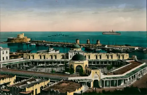 Postcard Rhodos View of the market 1964