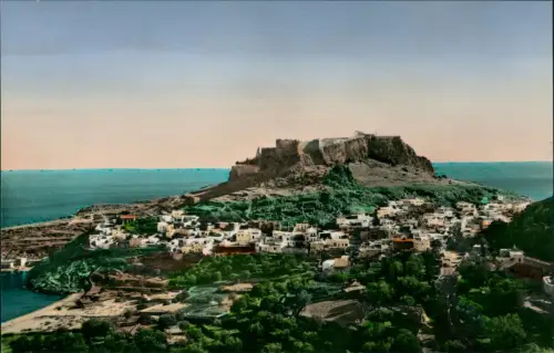 Postcard Rhodos Rhodes Vue de Lindos Colorfotokarte 1964