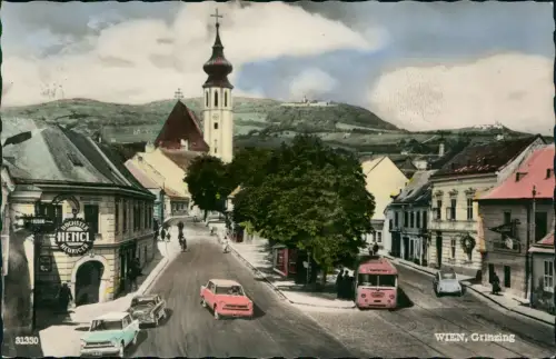 Ansichtskarte Grinzing-Wien Straßenpartie Colorfotokarte 1966