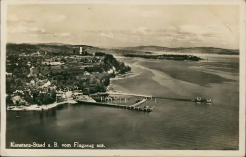 Ansichtskarte Staad-Konstanz Luftbild Luftaufnahme Hafen 1930