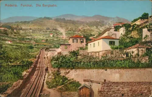 Postcard Funchal Stadt und Bergbahn 1911