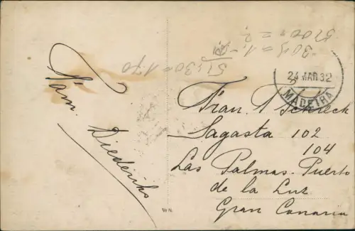 Postcard Funchal Madeira. View from Reids Palace Hotel. 1932