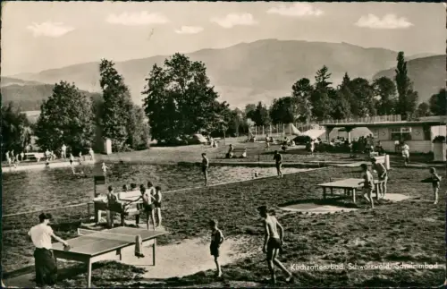 Ansichtskarte Kirchzarten Schwimmbad Kiosk Tischtennisplatten 1956