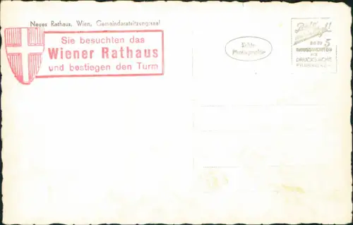 Ansichtskarte Wien Neues Rathaus, Gemeinderatsitzungssaal 1952