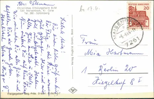 Maisenbach-Calw Luftbild Christliches Erholungsheim Kr. Calw 1966
