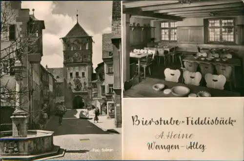 Ansichtskarte Wangen Allgäu 2 Bild Bierstube Fidelisbäck 1964