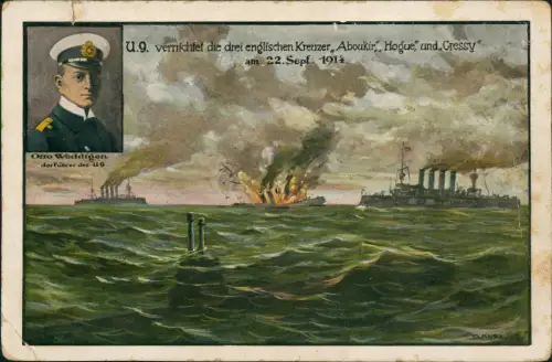 Schiffe Schifffahrt Kriegsschiffe Marine U.9. U-Boot Otto Weddigen 1916