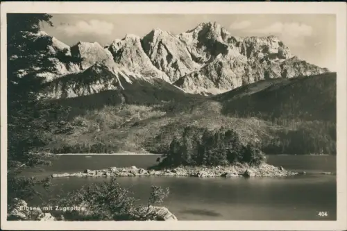 Ansichtskarte Garmisch-Partenkirchen Eibsee mit Zugspitze - Fotokarte 1935