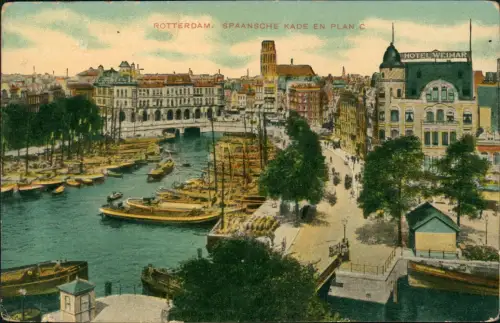 Postkaart Rotterdam Rotterdam Spaansche kade en plan c 1912