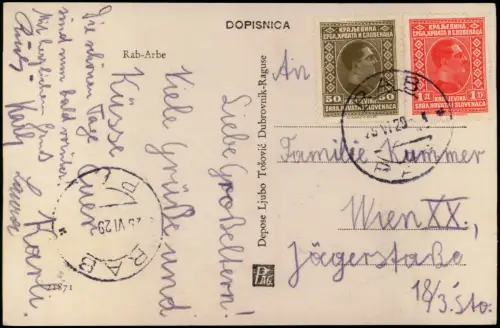 Postcard Rab Arbe Stadtblick - Fotokarte 1929