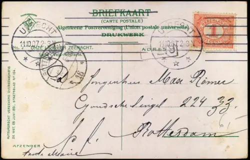 Militaria Militär Paradeopstelling Holland Niederlane 1907  Stempel Utrecht