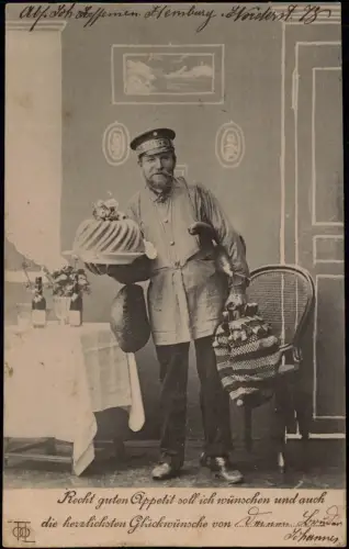 Ansichtskarte  Geburtstag Birthday Seemann Kuchen 1903 Flensburg nach Altona