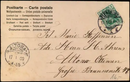 Ansichtskarte  Geburtstag Birthday Seemann Kuchen 1903 Flensburg nach Altona