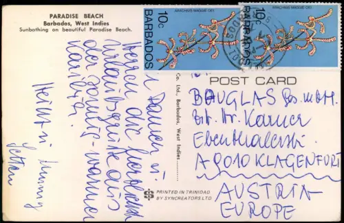 Postcard Barbados allgemein Paradise Beach Sunbathing West Indies 1978